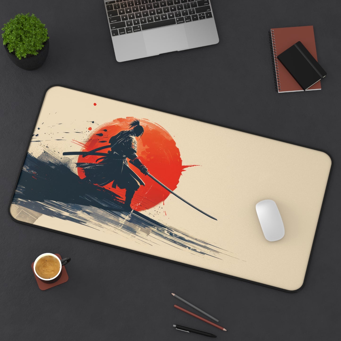 Young Samurai Desk Mat – XL Japanese Warrior Gaming Mouse Pad