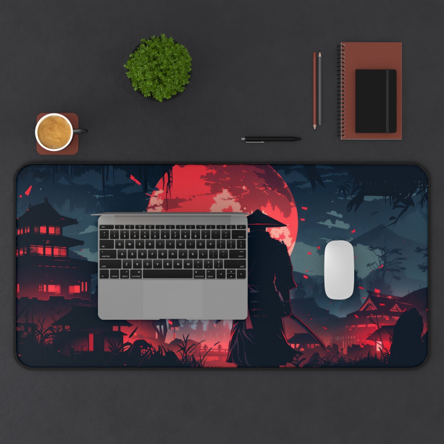 Ancient Samurai Desk Mat – XL Japanese Warrior Gaming Mouse Pad