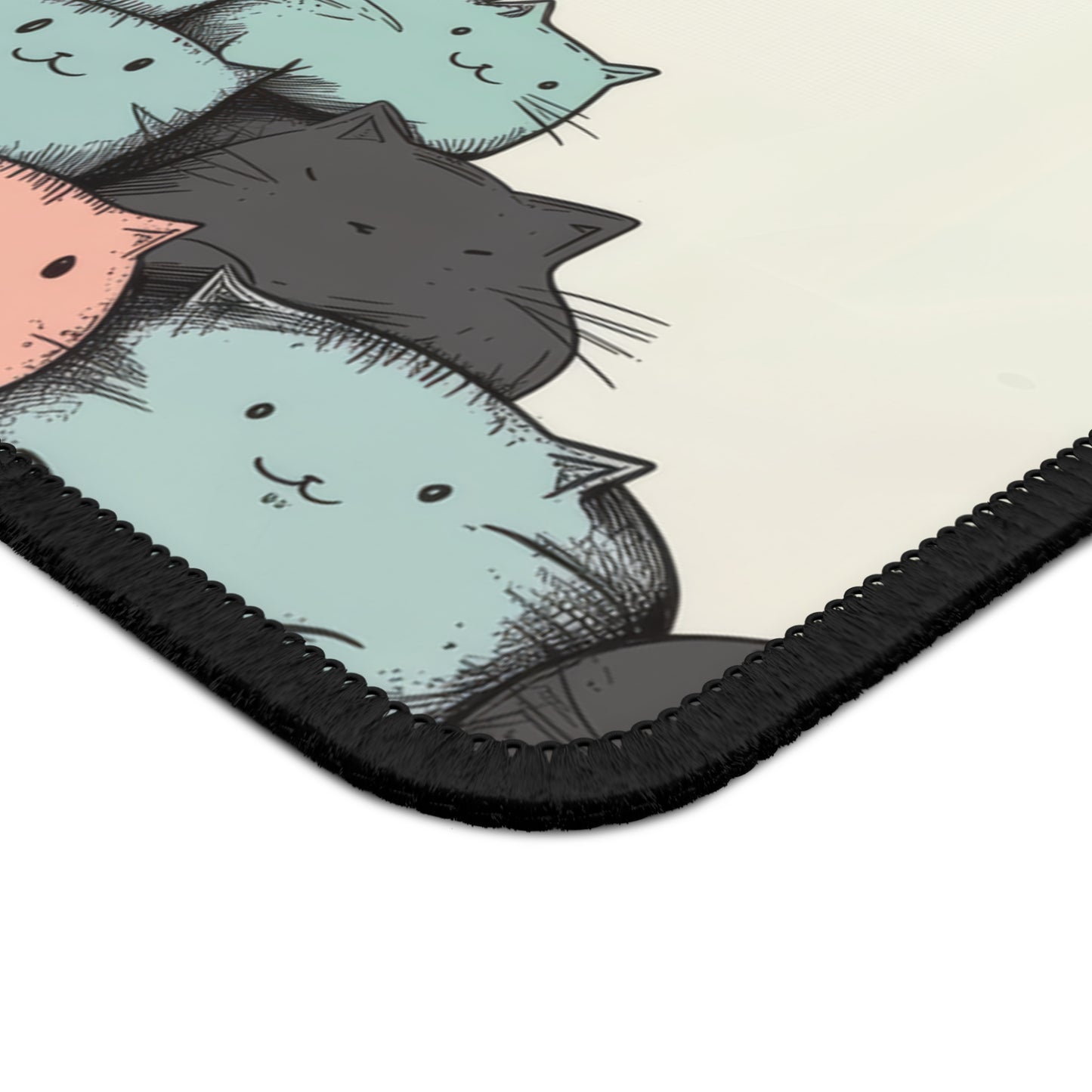 Cute Cat Pyramid Desk Mat – XL Kawaii Cat Mouse Pad for Gaming & Work
