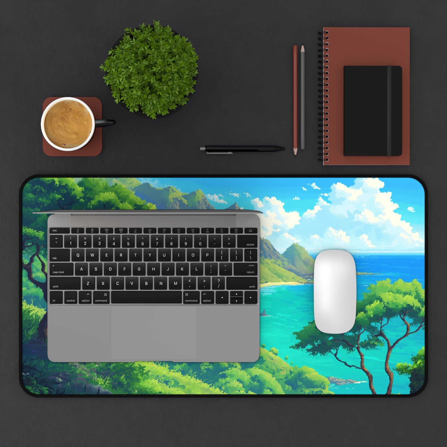 Pixel Art Hawaii Island Desk Mat – XL Tropical Gaming Mouse Pad