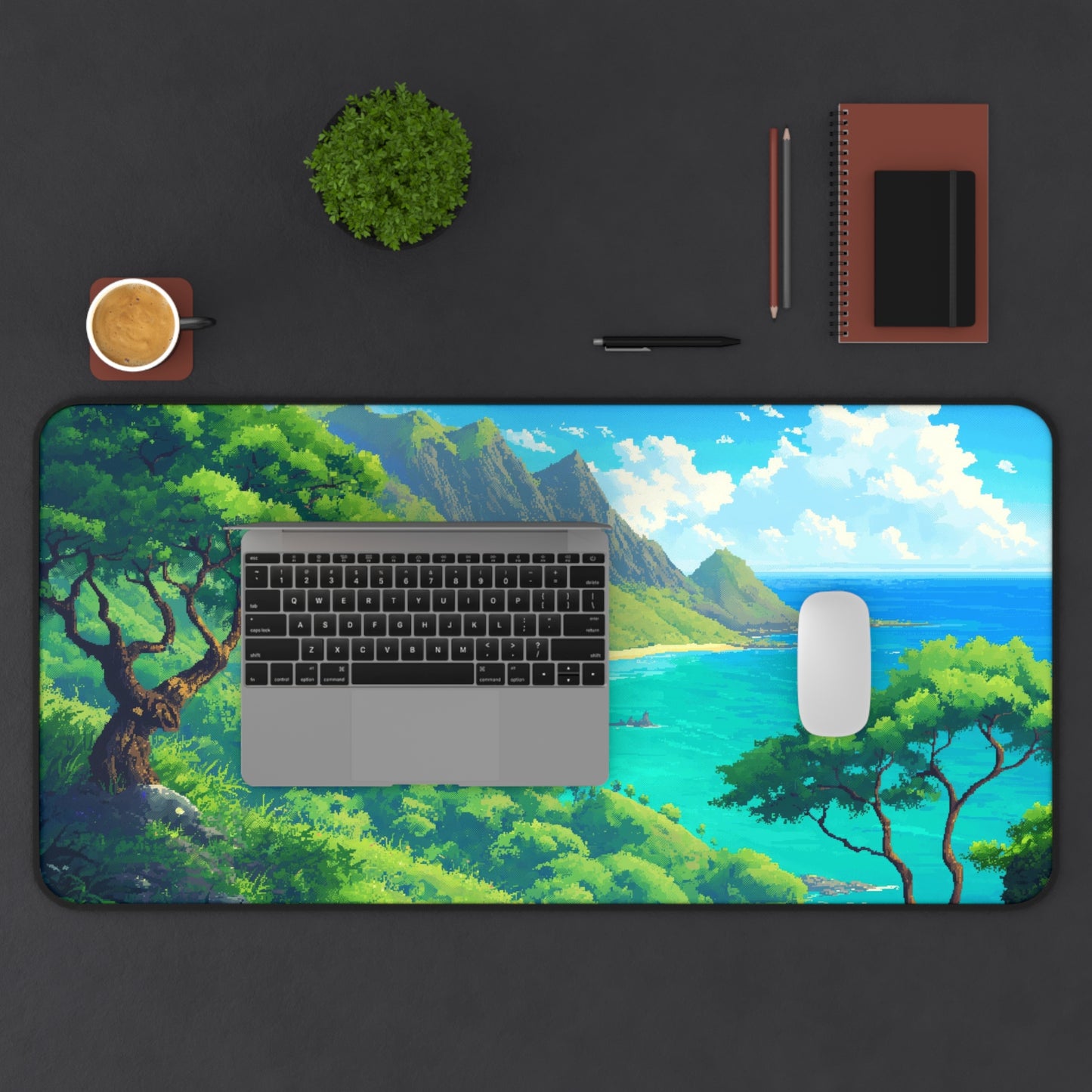 Pixel Art Hawaii Island Desk Mat – XL Tropical Gaming Mouse Pad