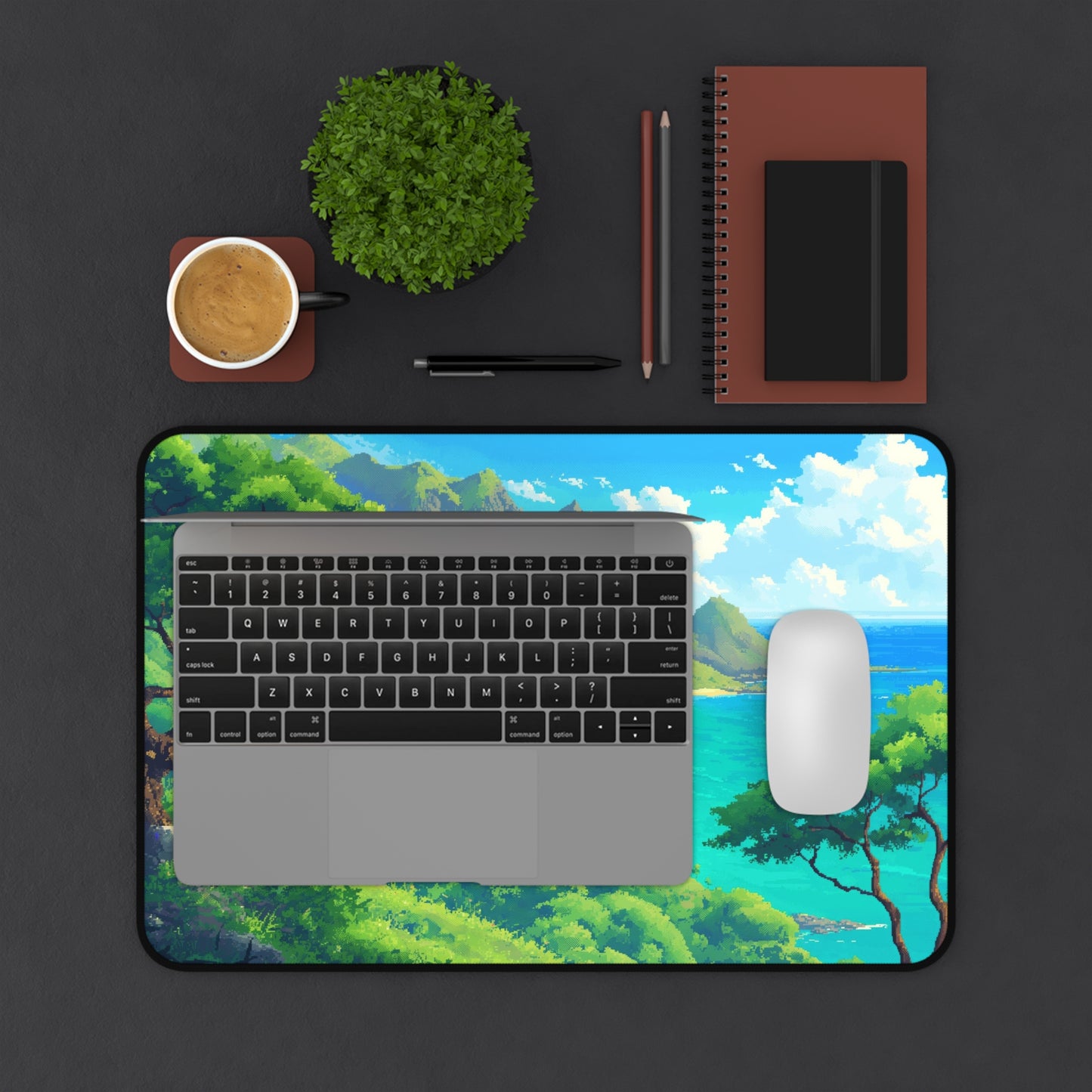 Pixel Art Hawaii Island Desk Mat – XL Tropical Gaming Mouse Pad
