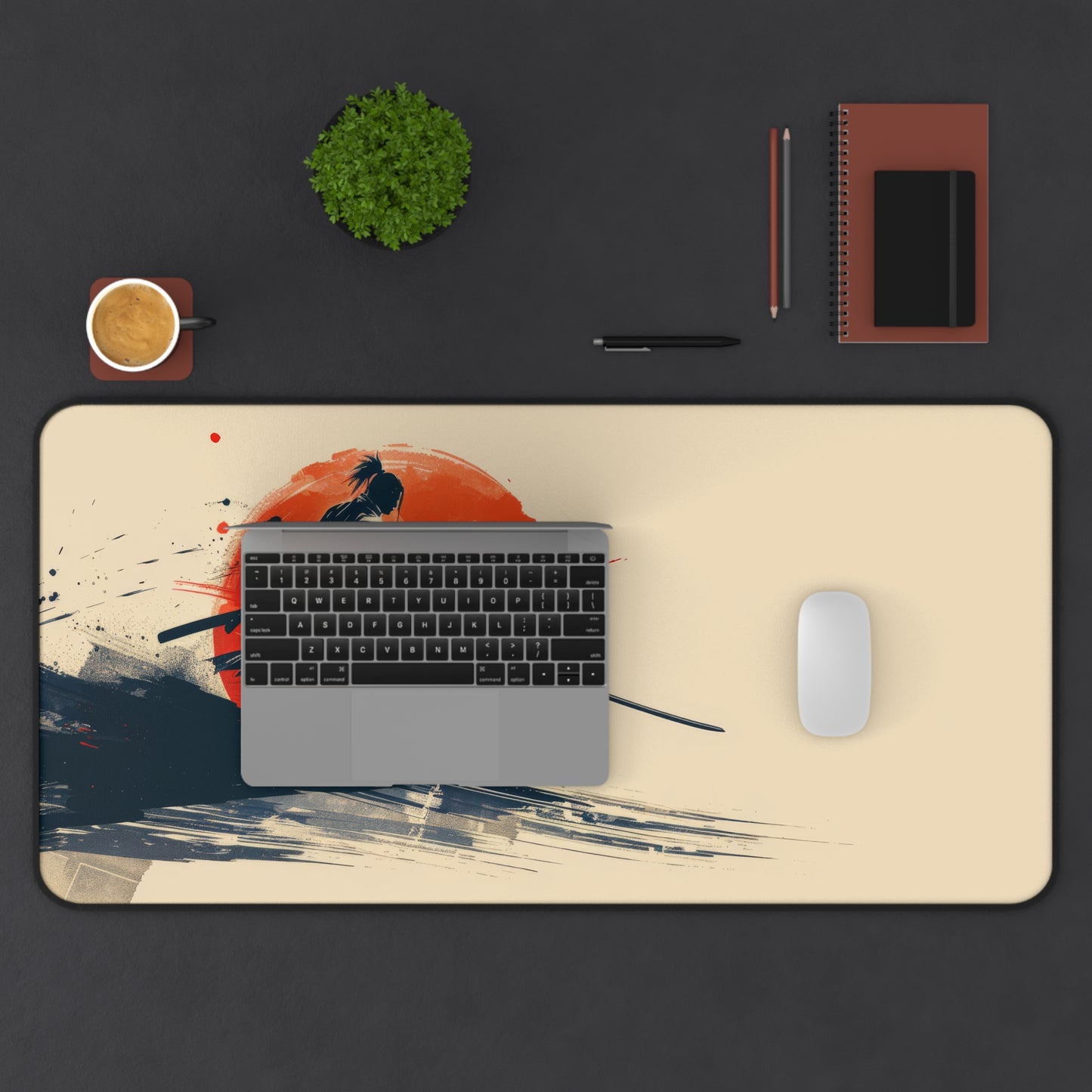 Young Samurai Desk Mat – XL Japanese Warrior Gaming Mouse Pad
