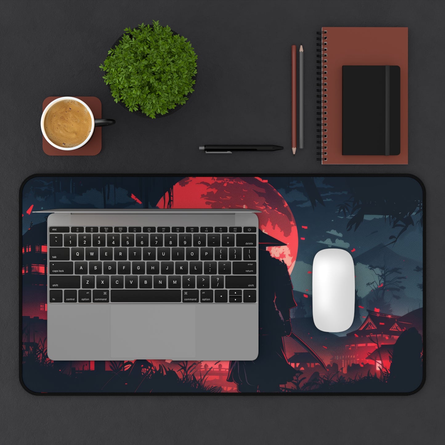 Ancient Samurai Desk Mat – XL Japanese Warrior Gaming Mouse Pad