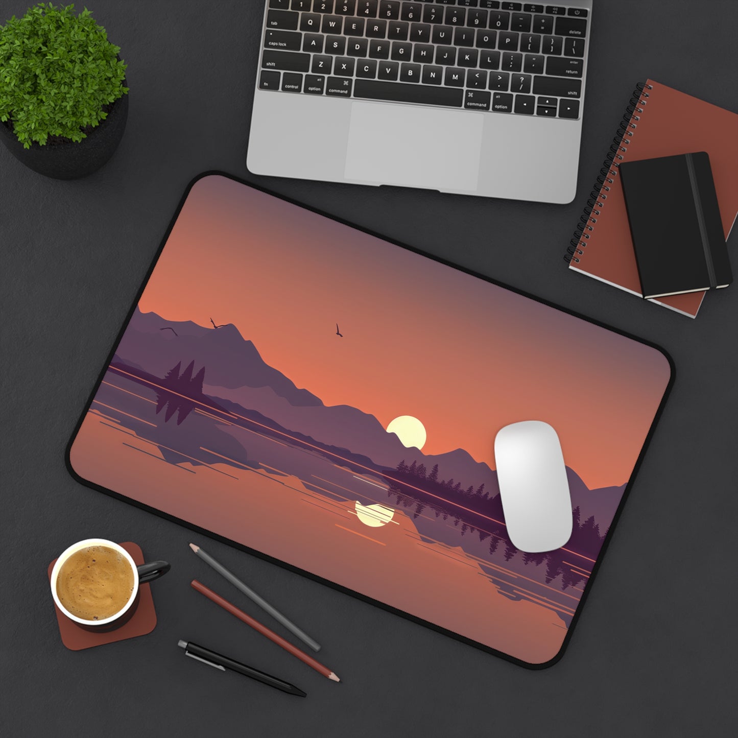 Evening Lake Desk Mat – XL Scenic Nature Mouse Pad for Gaming & Work