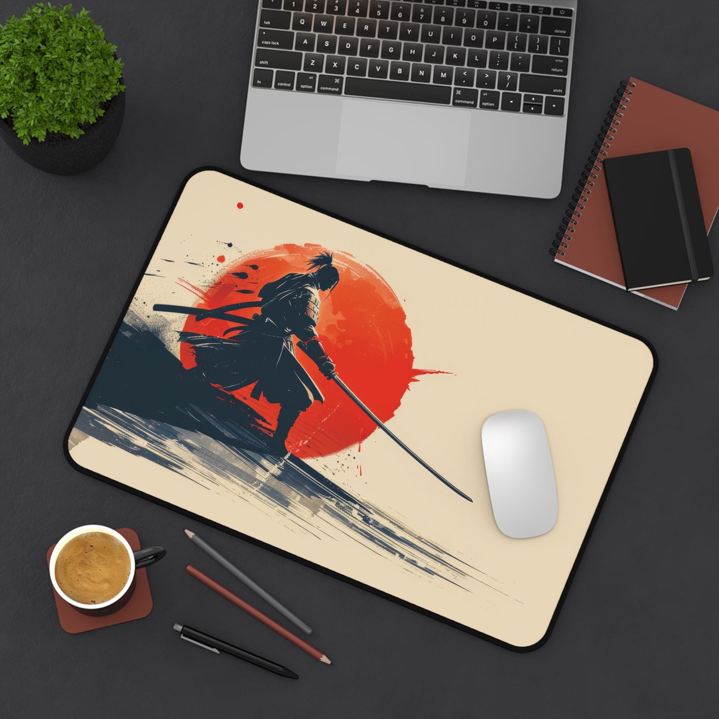 Young Samurai Desk Mat – XL Japanese Warrior Gaming Mouse Pad
