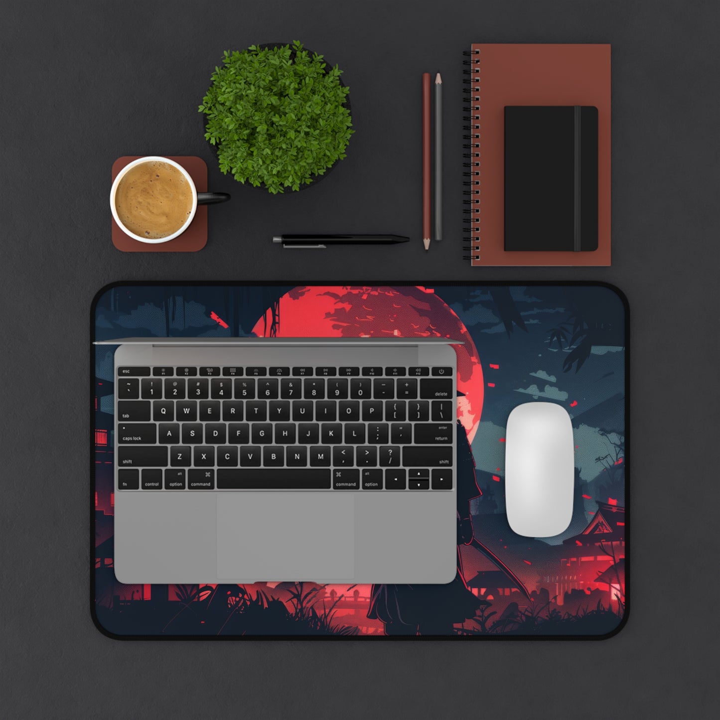 Ancient Samurai Desk Mat – XL Japanese Warrior Gaming Mouse Pad