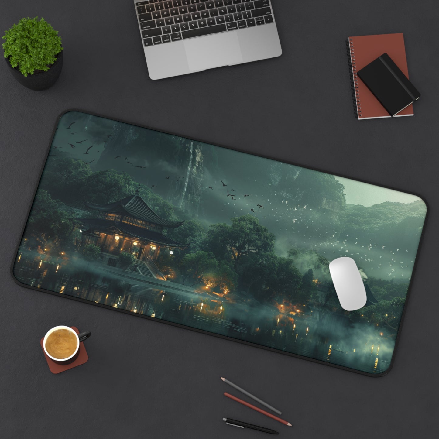 Japanese Lakeside Garden Desk Mat – XL Zen Gaming Mouse Pad