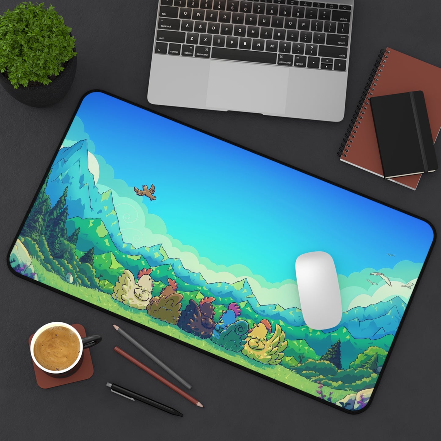 Stardew Valley Chickens Desk Mat – XL Cozy Gaming Mouse Pad