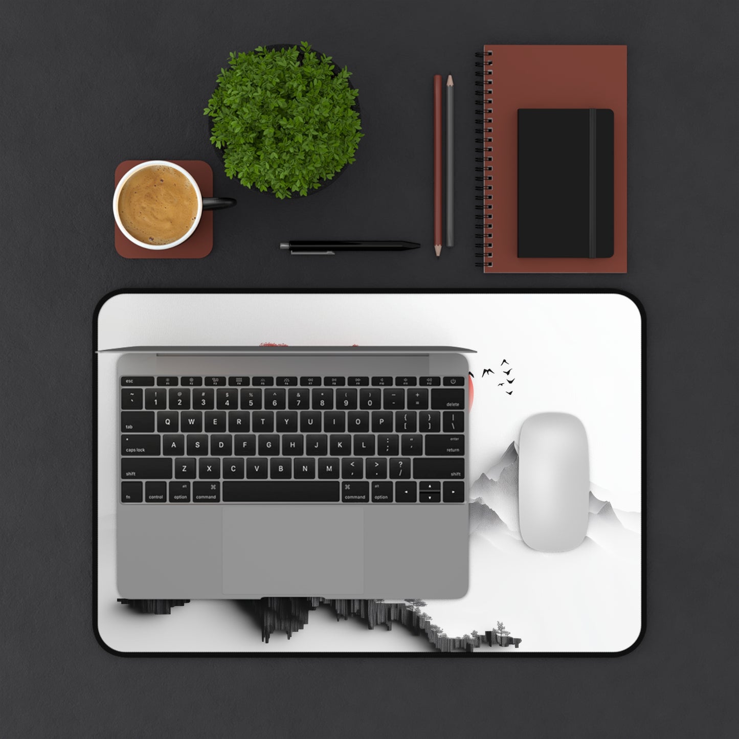Japanese Red Tree Desk Mat – XL Maple Nature Mouse Pad for Gaming & Work
