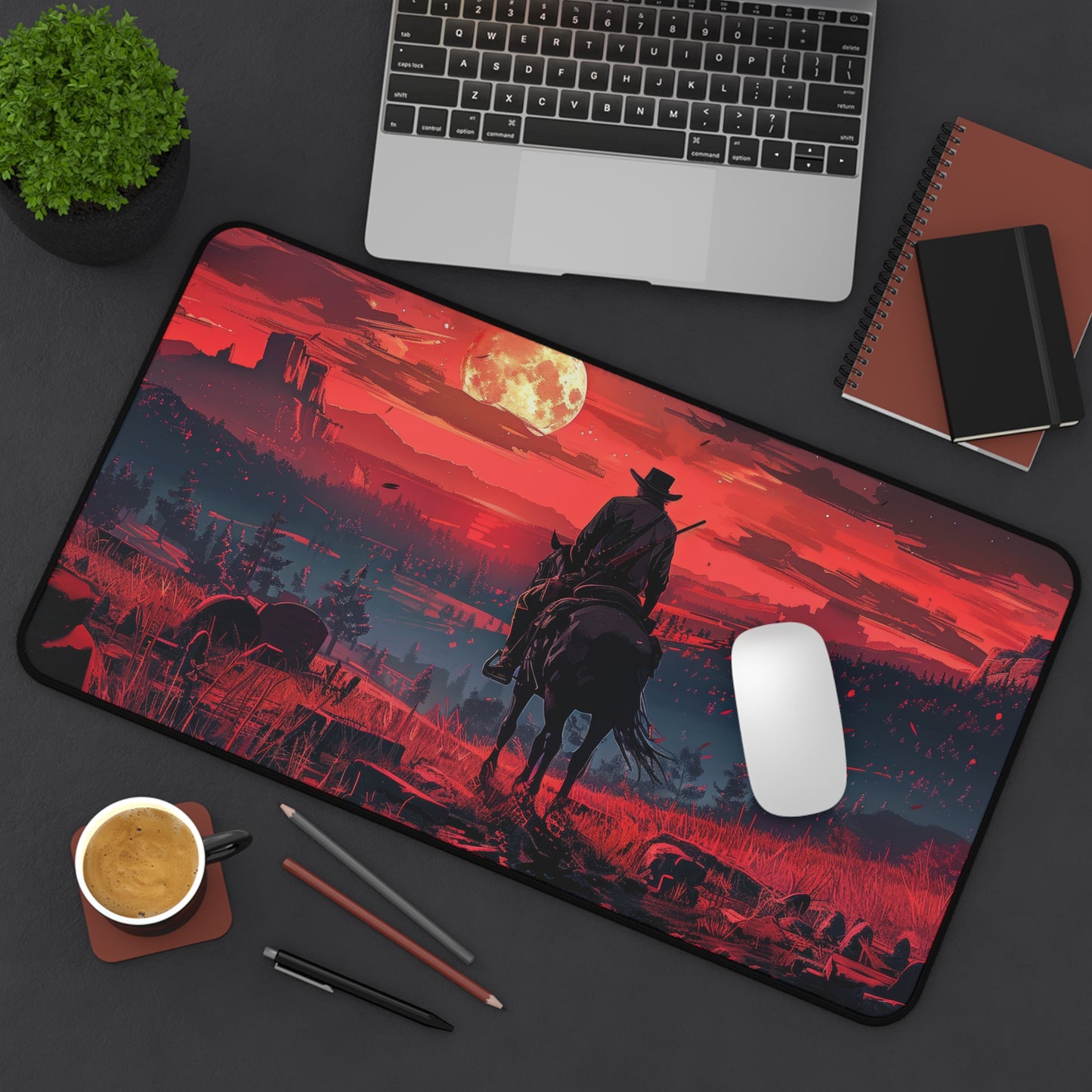 The Lonely Cowboy Desk Mat – XL Western Gaming Mouse Pad