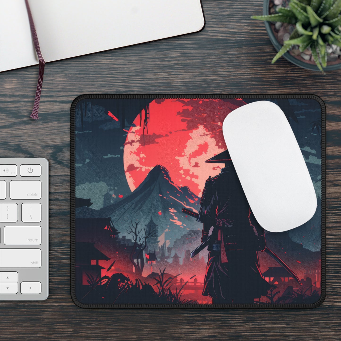 Ancient Samurai Desk Mat – XL Japanese Warrior Gaming Mouse Pad