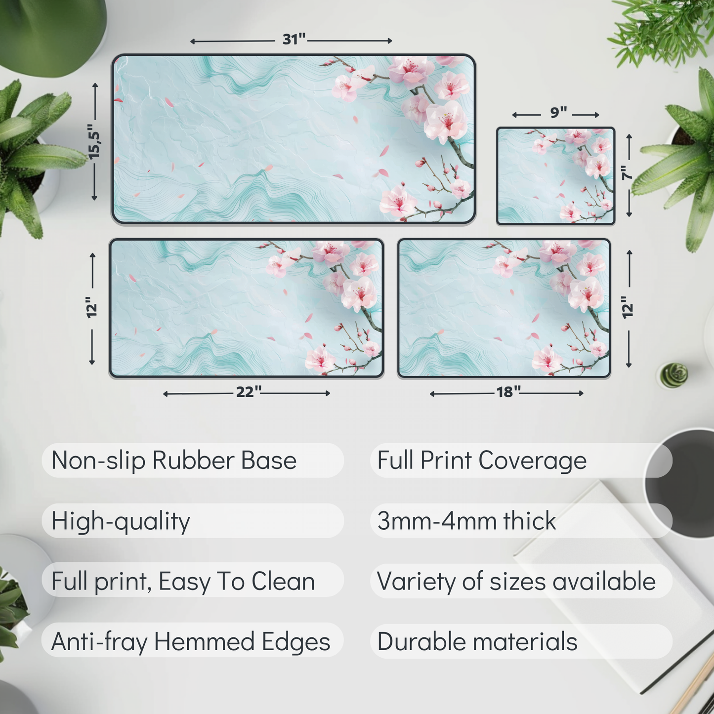 Cherry Blossoms Desk Mat – XL Sakura Mouse Pad for Gaming & Work