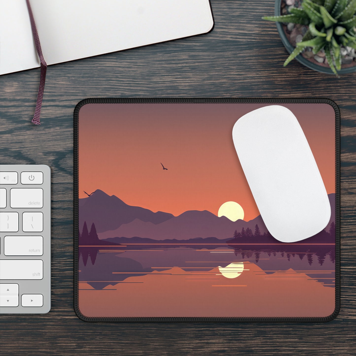 Evening Lake Desk Mat – XL Scenic Nature Mouse Pad for Gaming & Work