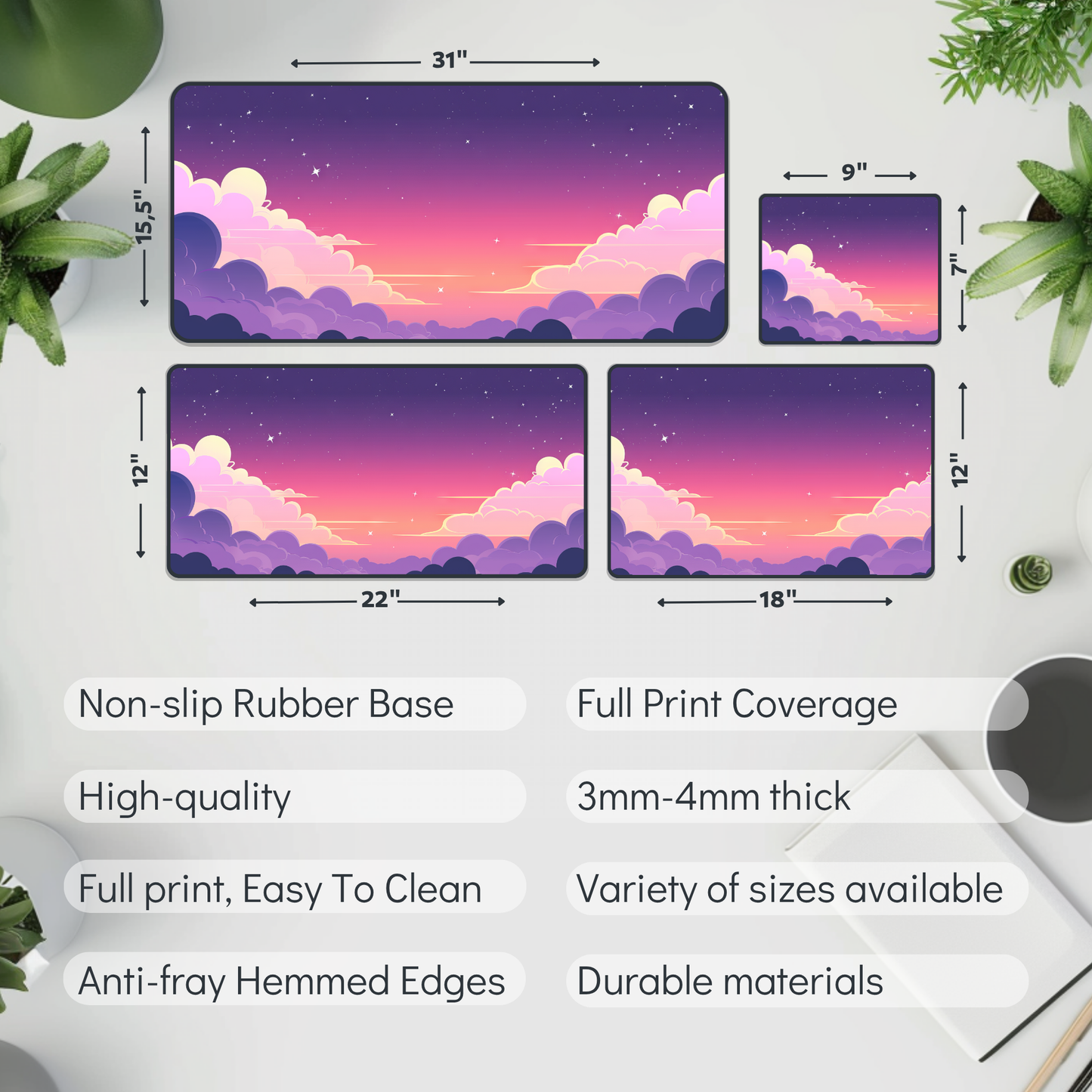 Cute Cotton Clouds Desk Mat – XL Cloud Mouse Pad for Cozy Desk Setup & Home Office