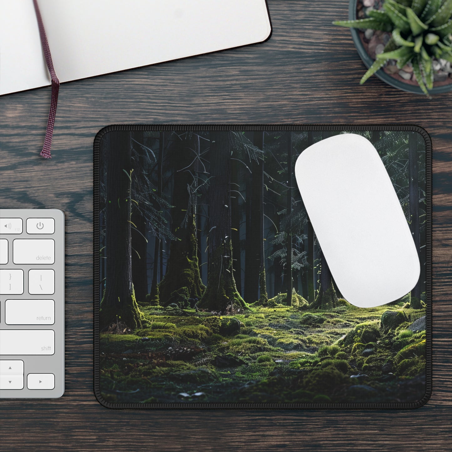 Dark Forest Desk Mat – XL Nature-Inspired Gaming Mouse Pad