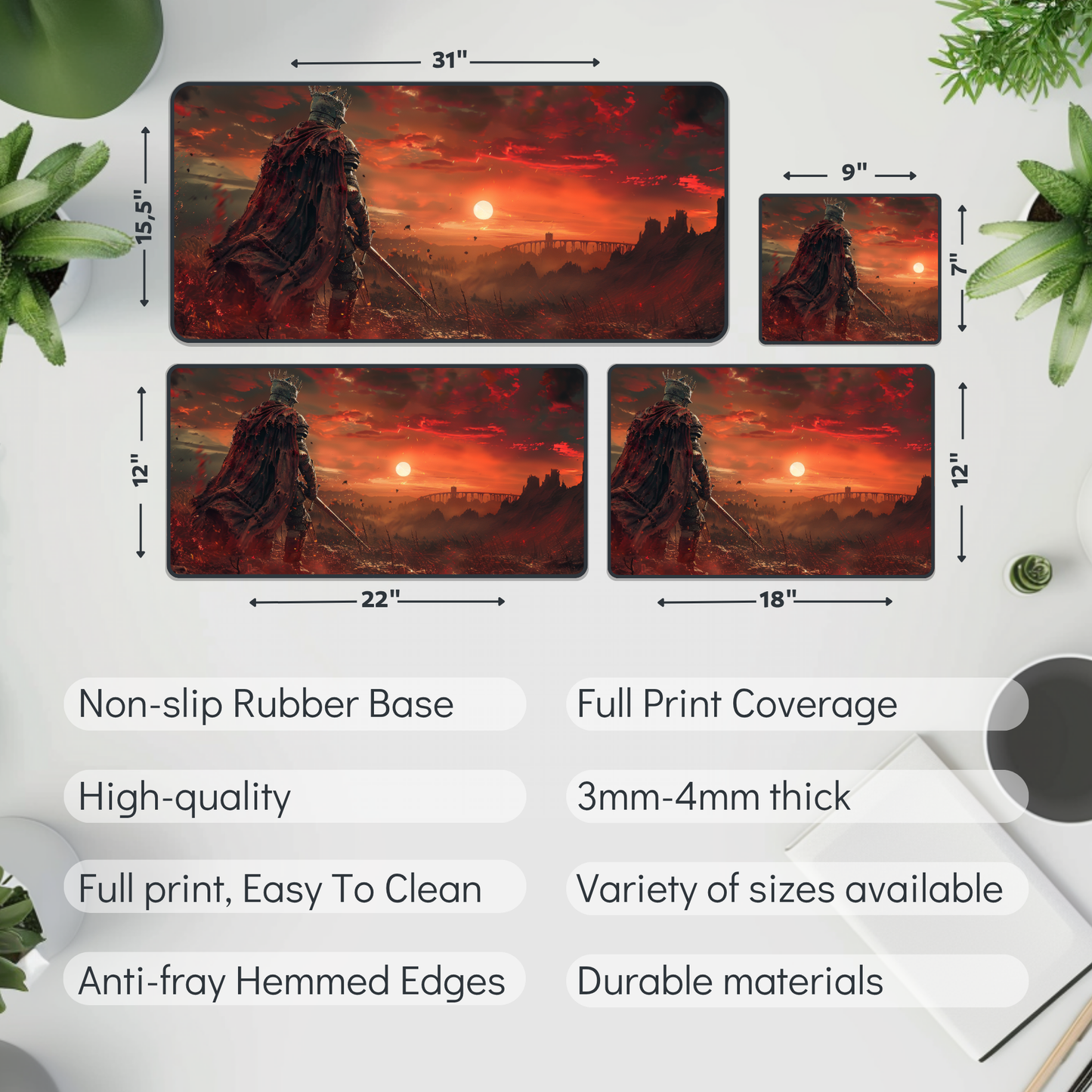 Elden Ring Knight Desk Mat – XL Fantasy Gaming Mouse Pad