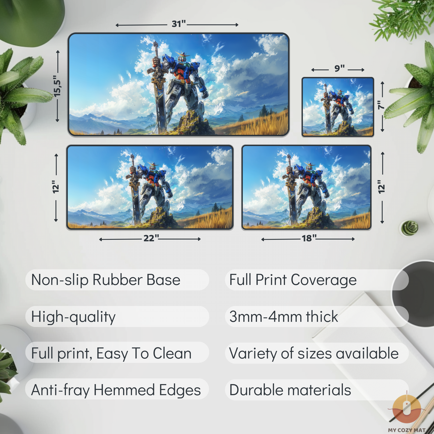 Gundam Desk Mat – XL Anime Gaming Pad with Mecha-Inspired Design