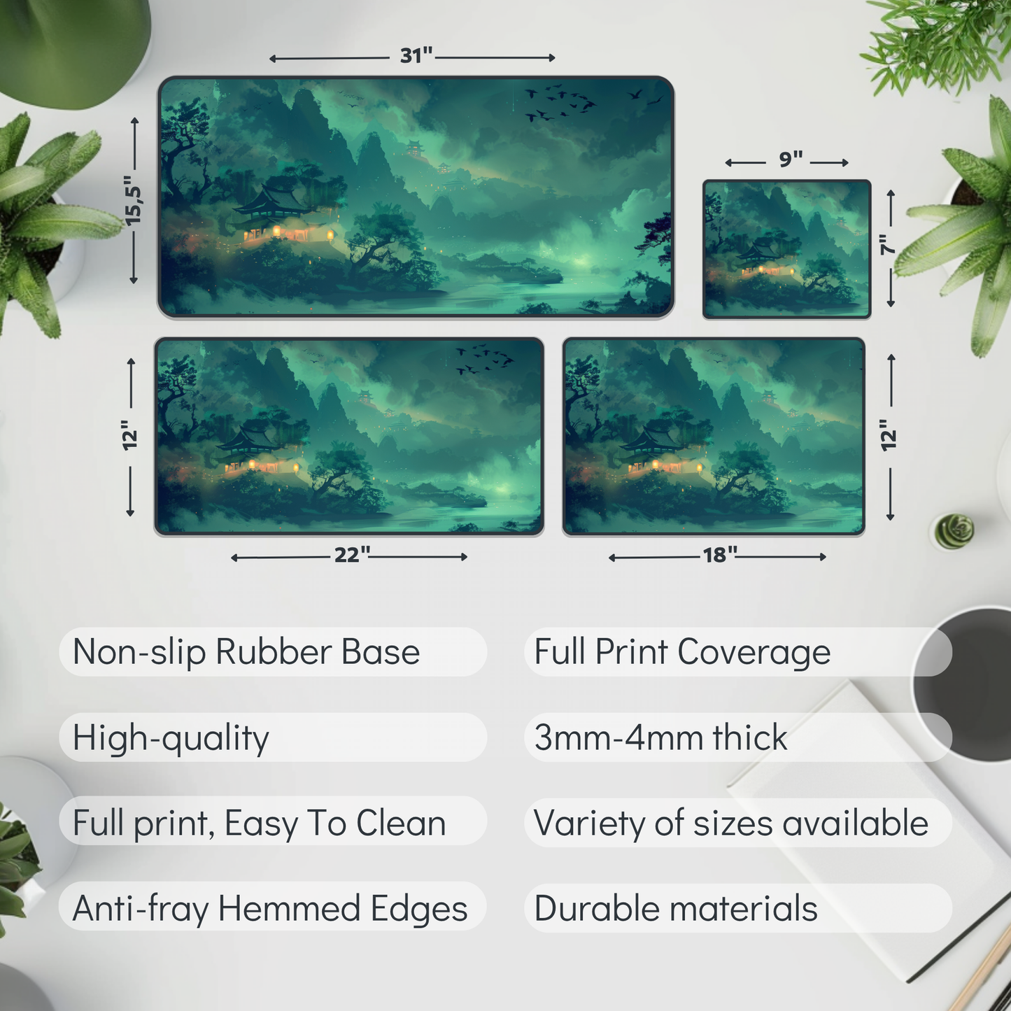 Mystic Japanese Lake Desk Mat – XL Tranquil Gaming Mouse Pad