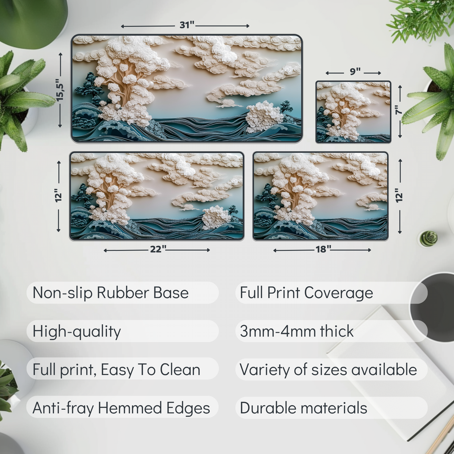 PaperCut Landscape Desk Mat – XL Artistic Gaming Mouse Pad