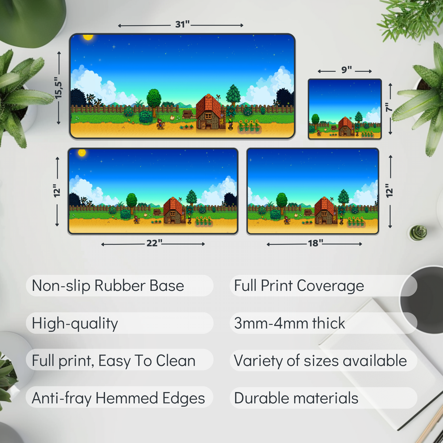 Stardew Valley Desk Mat – XL Cozy Farm Gaming Mouse Pad
