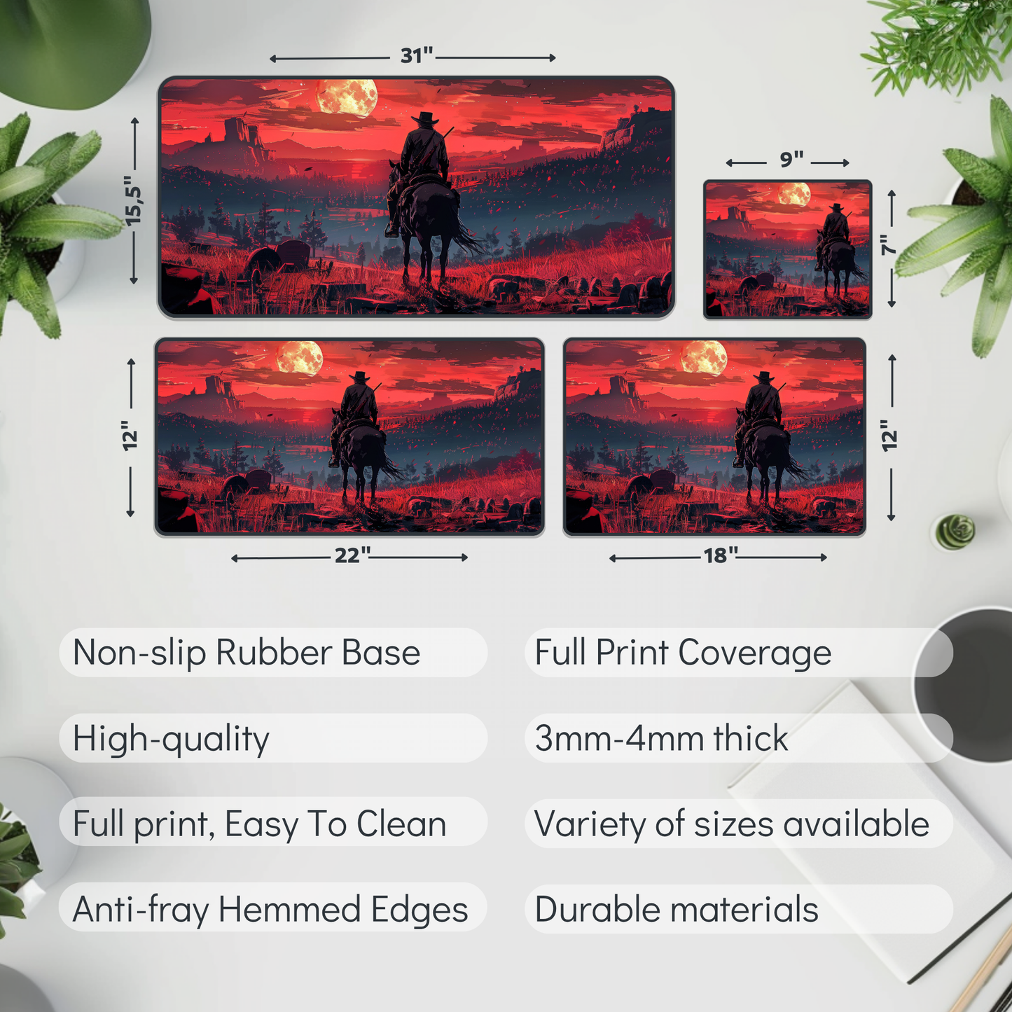 The Lonely Cowboy Desk Mat – XL Western Gaming Mouse Pad