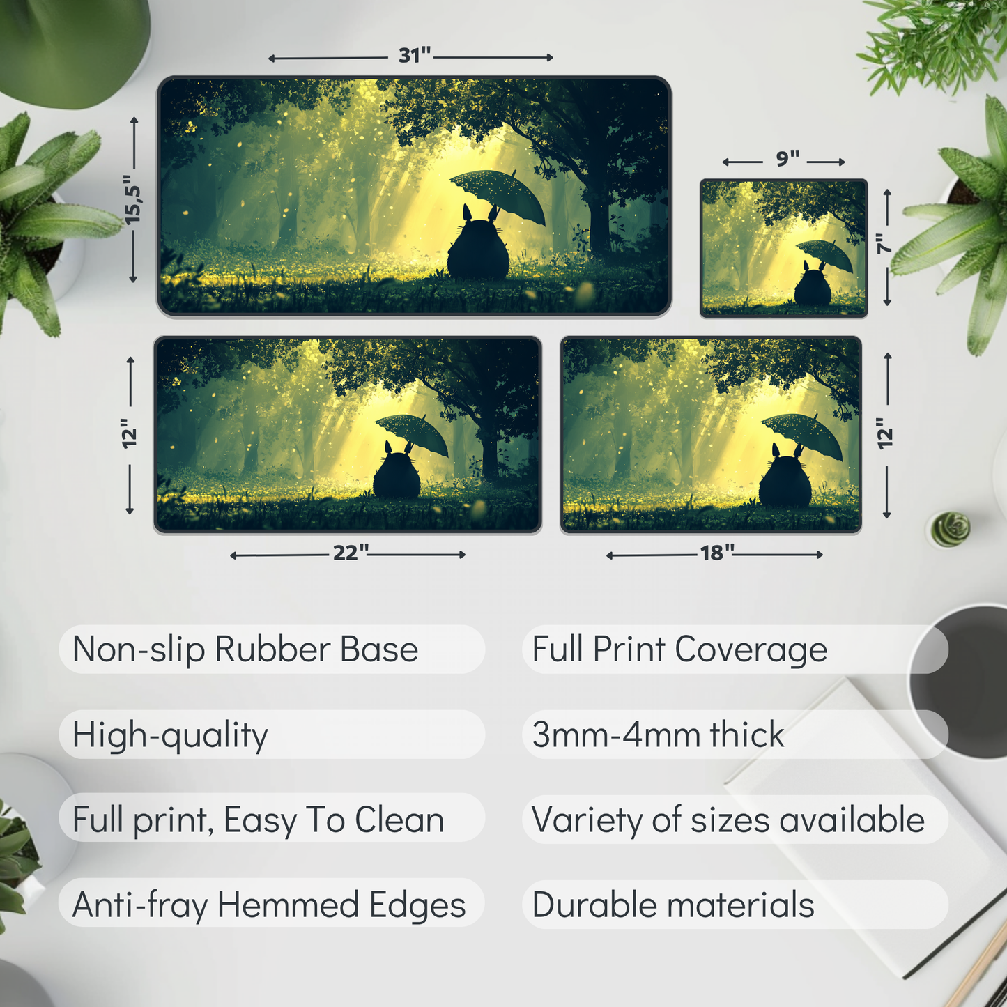Totoro in Forest Desk Mat – XL Studio Ghibli Mouse Pad & Desk Decor