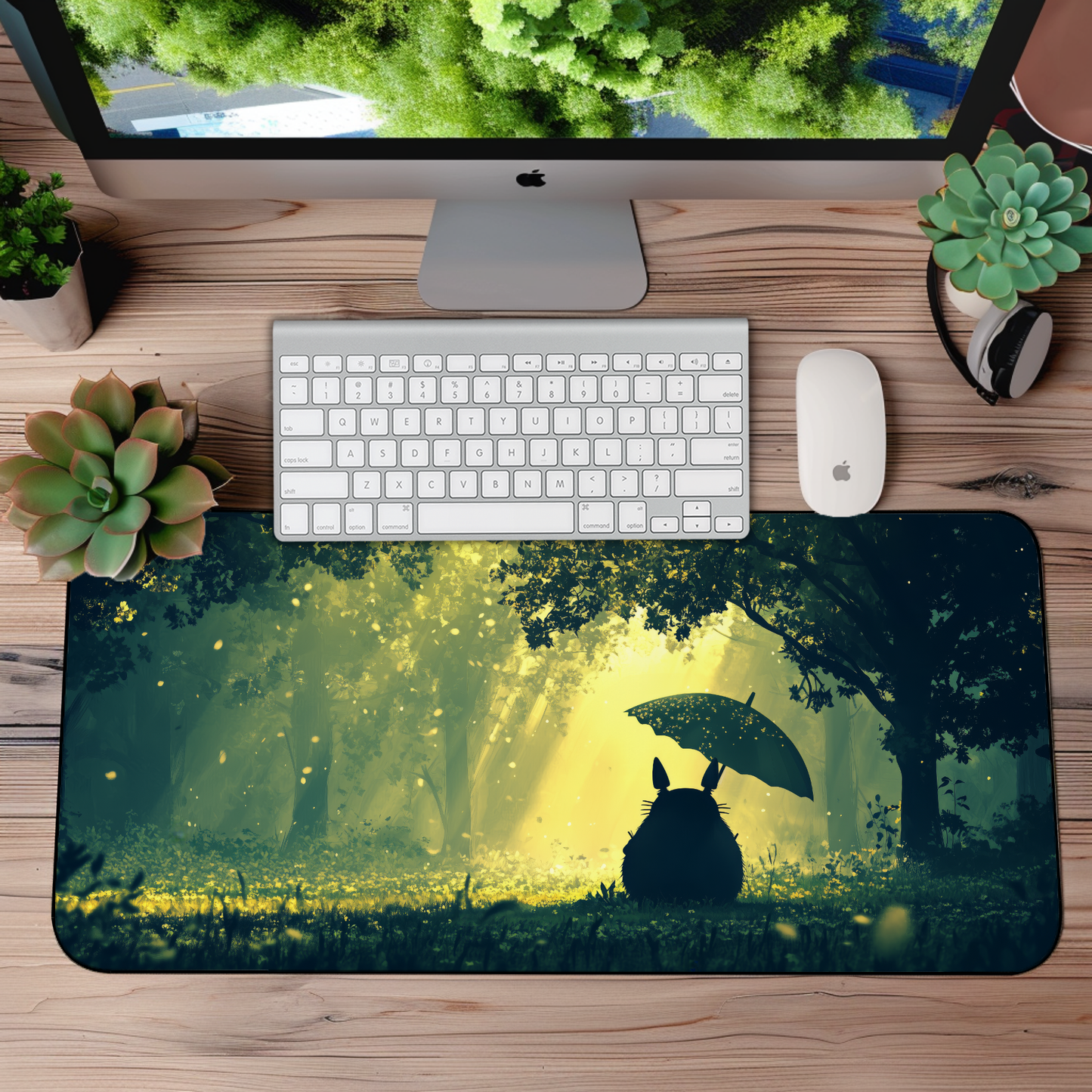 Totoro in Forest Desk Mat – XL Studio Ghibli Mouse Pad & Desk Decor