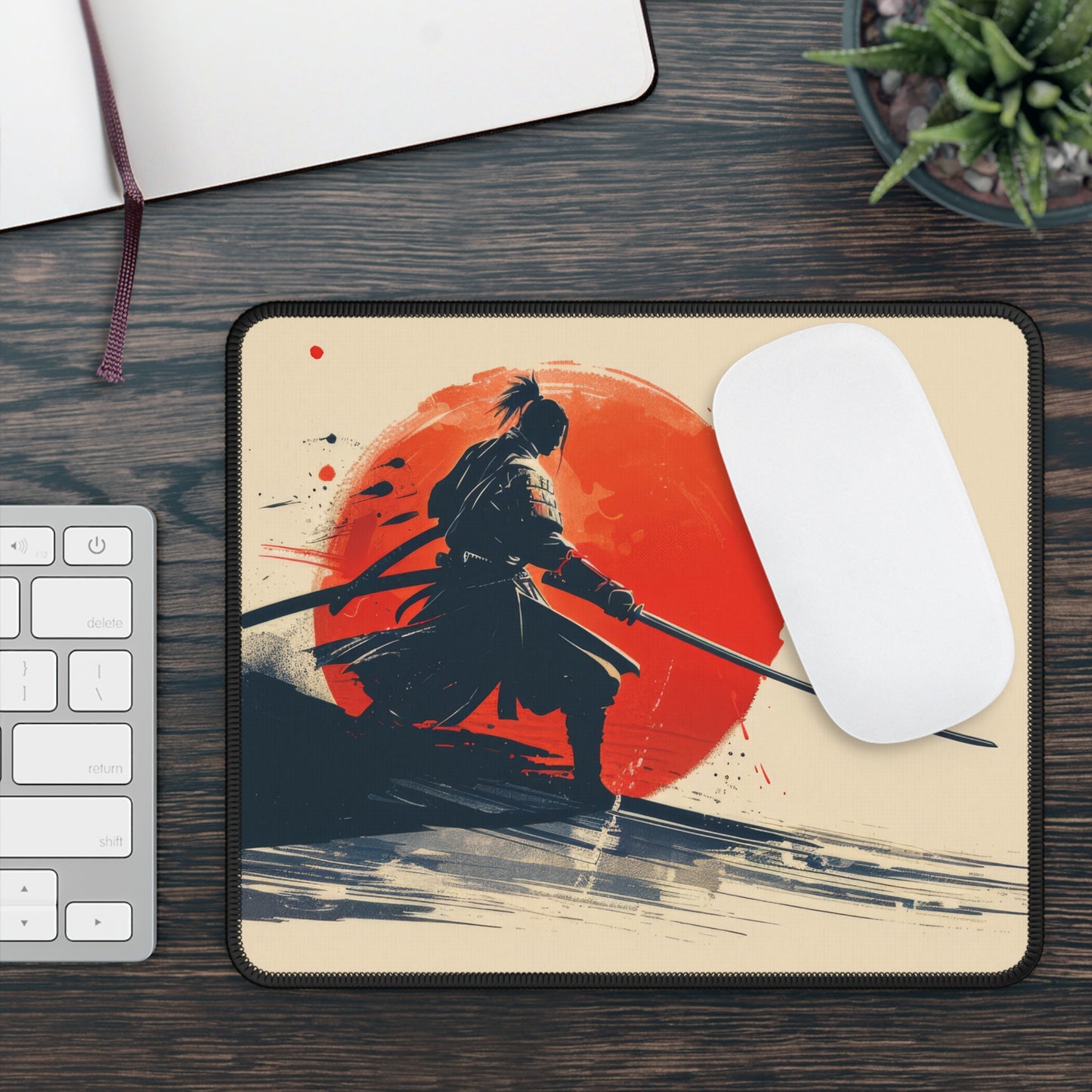 Young Samurai Desk Mat – XL Japanese Warrior Gaming Mouse Pad