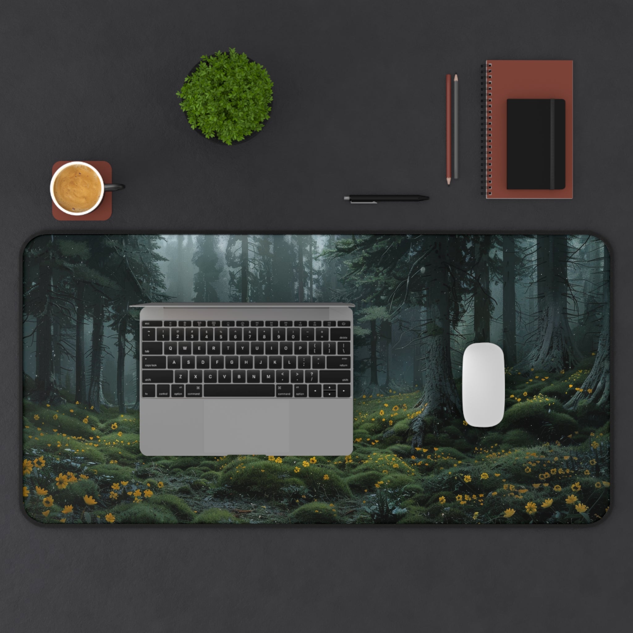Dark Forest with Flowers