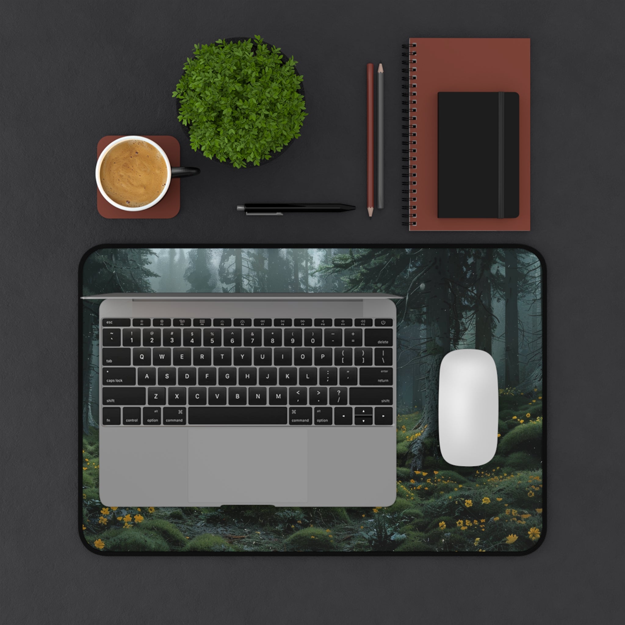 Dark Forest with Flowers