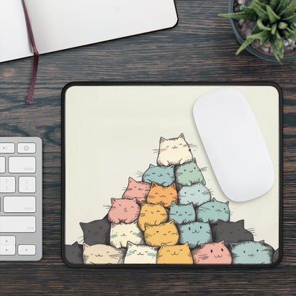 Cute Cat Pyramid Desk Mat – XL Kawaii Cat Mouse Pad for Gaming & Work