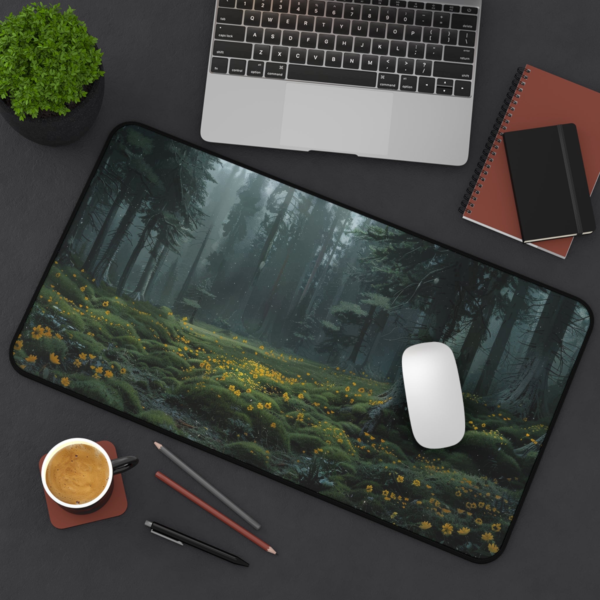 Dark Forest with Flowers