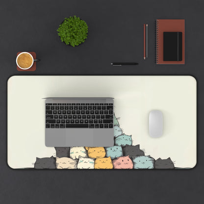 Cute Cat Pyramid Desk Mat – XL Kawaii Cat Mouse Pad for Gaming & Work