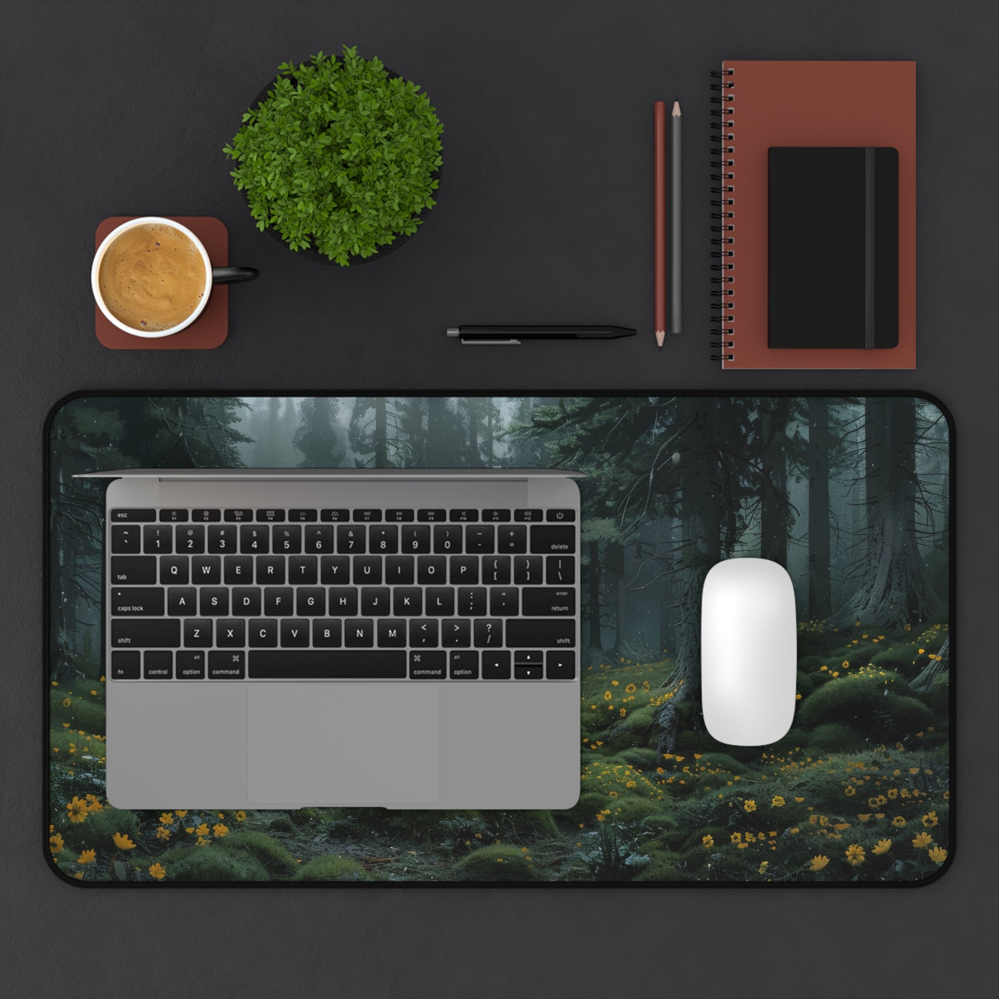 Dark Forest with Flowers