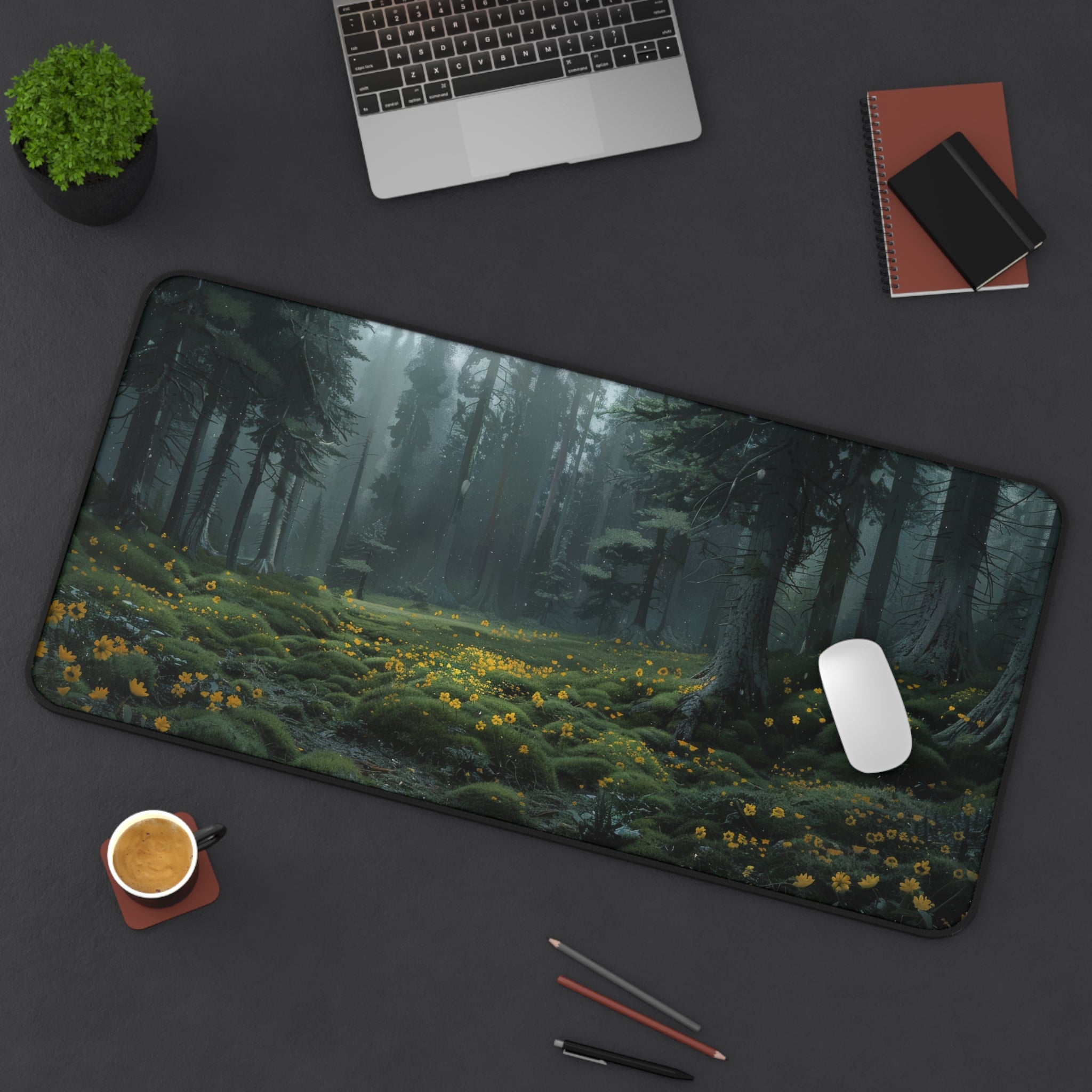 Dark Forest with Flowers
