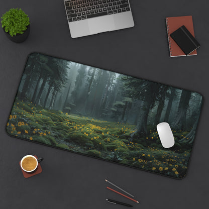Dark Forest with Flowers Desk Mat – XL Nature Gaming Mouse Pad