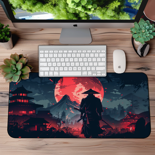 Ancient Samurai Desk Mat – XL Japanese Warrior Gaming Mouse Pad