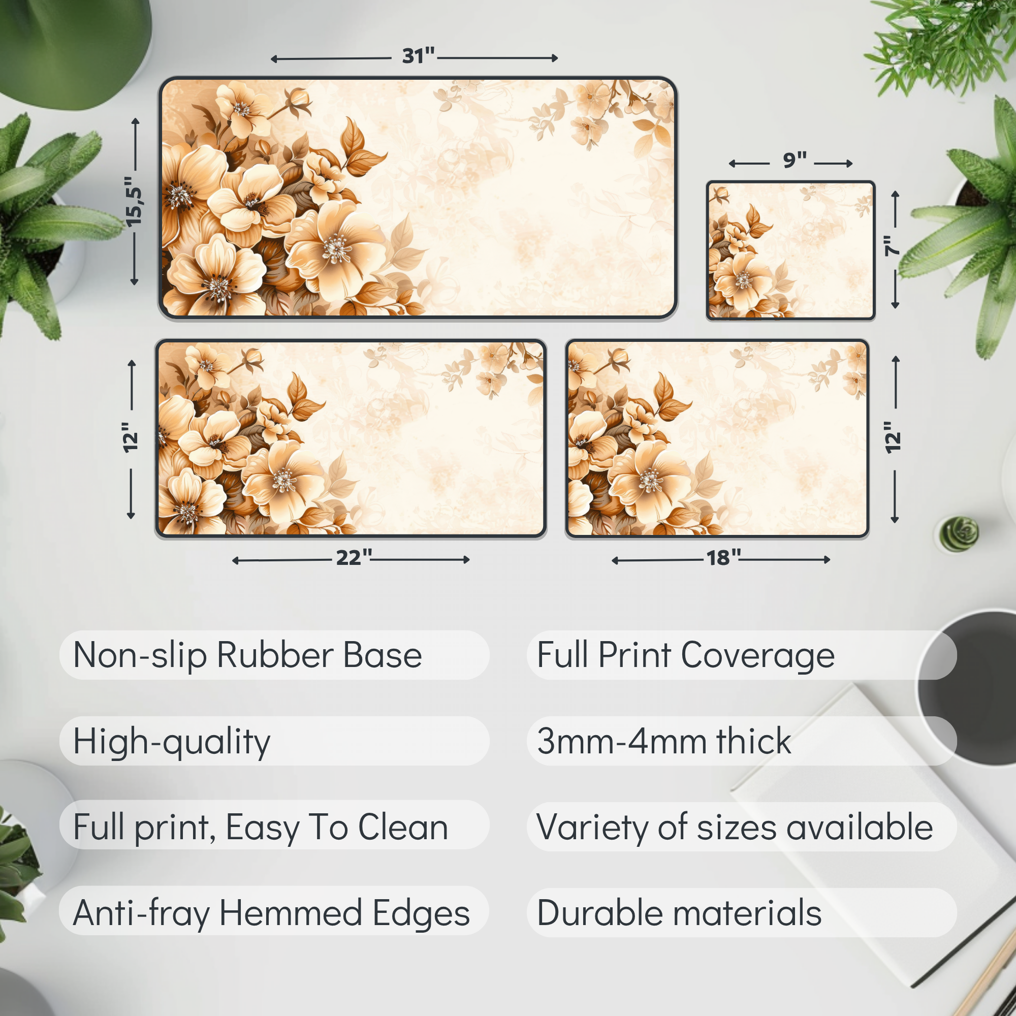 Beige and Brown Floral