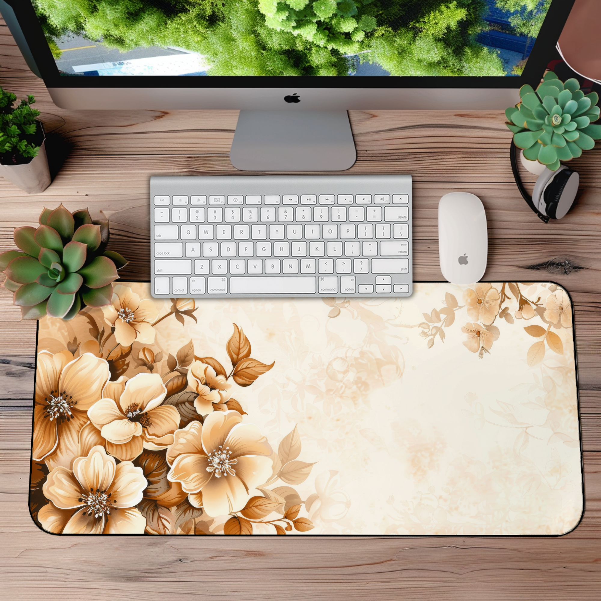 Beige and Brown Floral