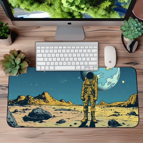Cartoon Astronaut Desk Mat – Cute Space XL Mouse Pad for Gamers & Cozy Setups