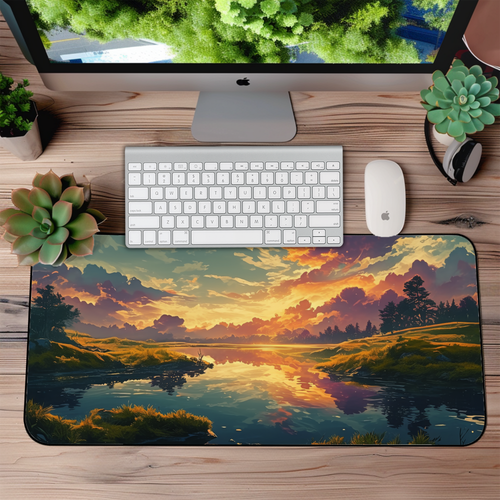Cloudy Sky Landscape Desk Mat – XL Anime-Inspired Mouse Pad for Gaming & Work