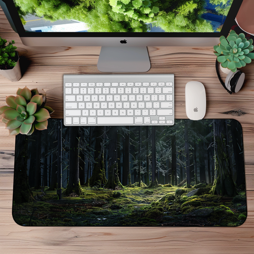 Dark Forest Desk Mat – XL Nature-Inspired Gaming Mouse Pad