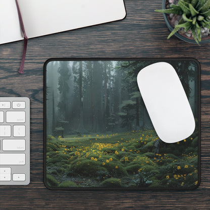 Dark Forest with Flowers Desk Mat – XL Nature Gaming Mouse Pad
