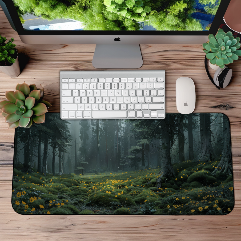 Dark Forest with Flowers