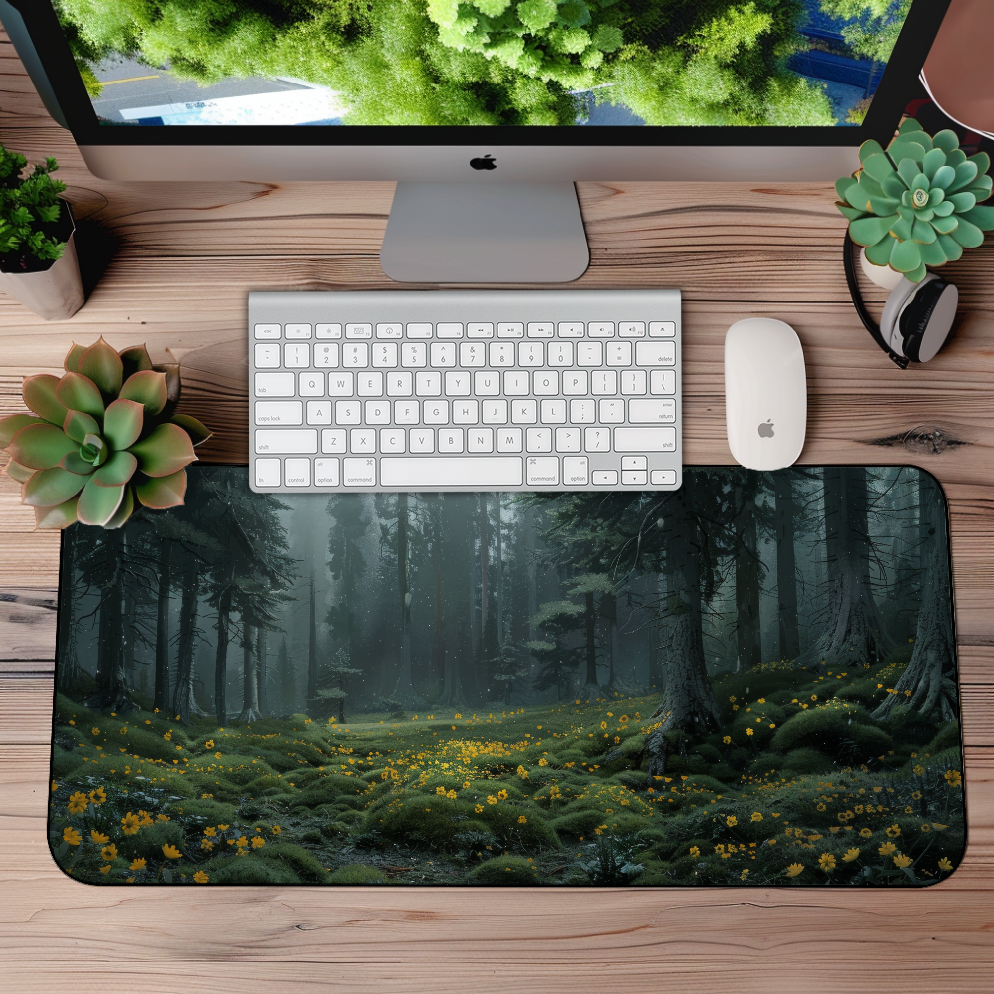 Dark Forest with Flowers