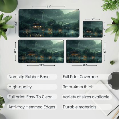 Japanese Lakeside Garden Desk Mat – XL Zen Gaming Mouse Pad