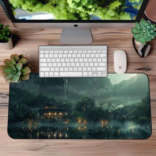 Japanese Lakeside Garden Desk Mat – XL Zen Gaming Mouse Pad