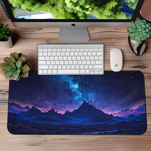 Mountain Night Desk Mat – XL Anime-Inspired Ghibli Style Gaming Mouse Pad