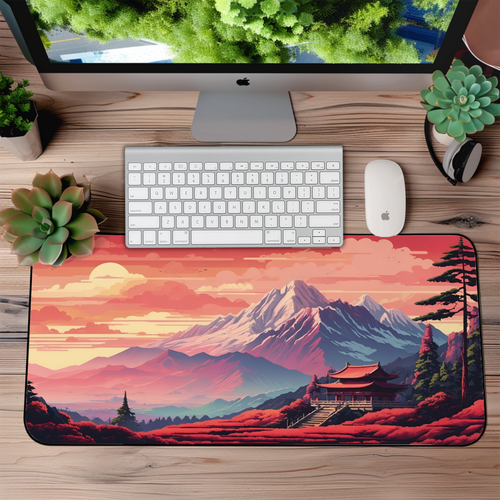 Retro Japanese Mountain Hut Pixel Art Desk Mat – XL Gaming Mouse Pad